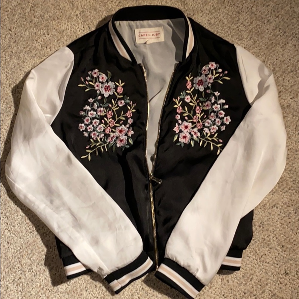 Women’s Floral Embroidered Bomber Jacket